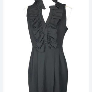 Marc New York Andrew Marc Dark Gray Ruffled Sleeveless Knee Length Dress